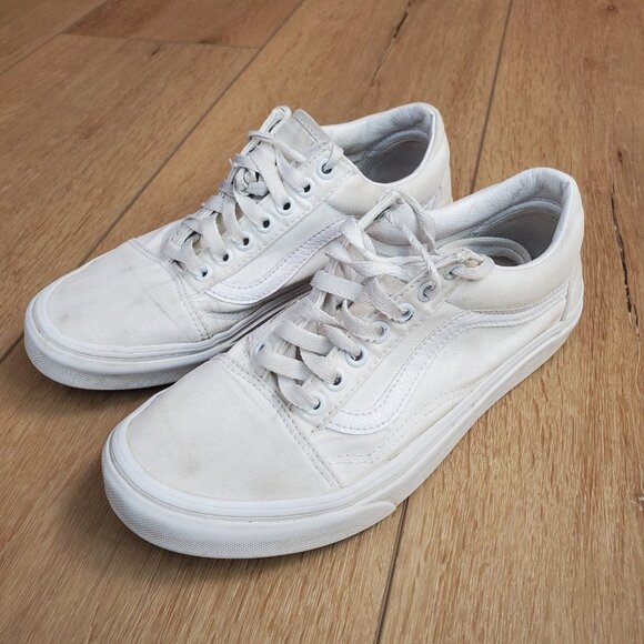 Vans Off The Wall Old Skool Low Top Sneakers Mens Size 7 Womens 8.5 White READ - Picture 8 of 9